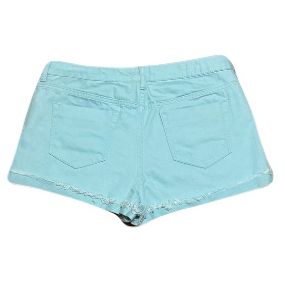 Forever 21 Mint Green Distressed/Ripped Cuffed Denim Shorts Size 30 - Picture 3 of 13